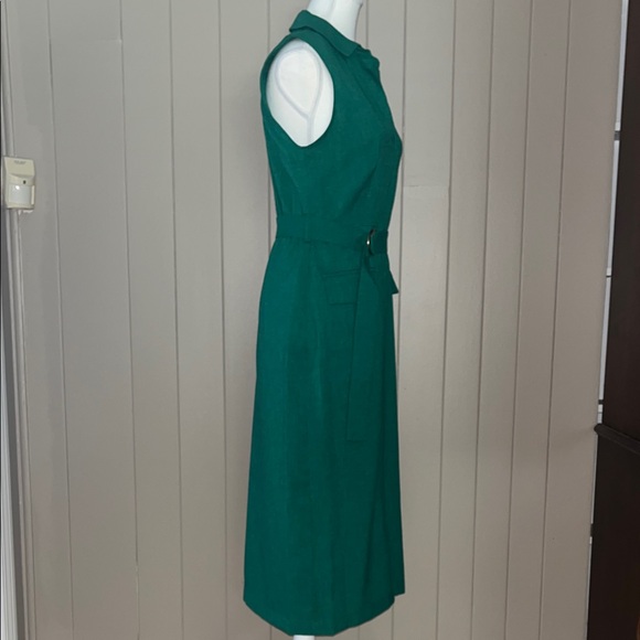 NWT - Calvin Klein Green Belted Midi Dress - Size 6 - Picture 3 of 5